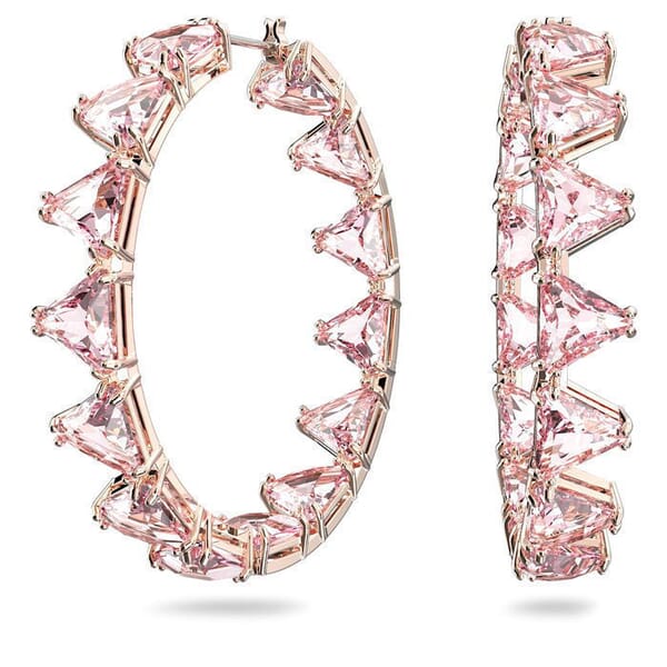 Swarovski øredobber Ortyx hoop Triangle cut, pink, rosé - 5614931